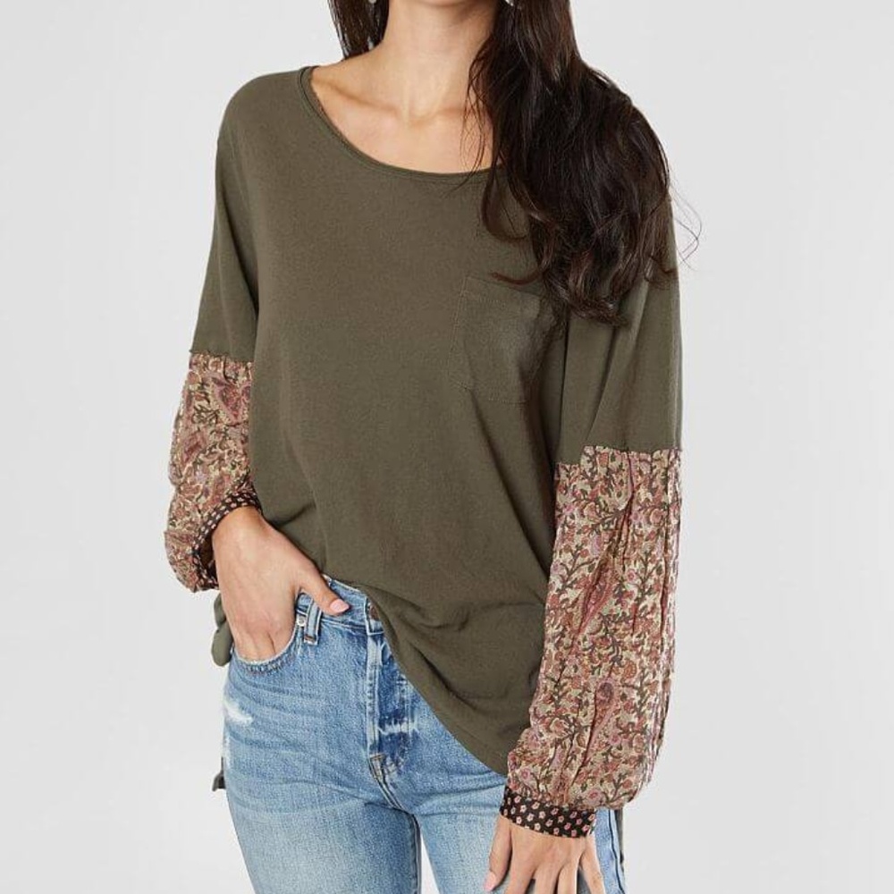 Free People Jade Top Long sleeve Army Size Small